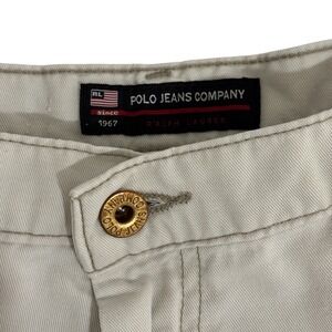 Polo Jeans Co Ralph Lauren Carpenter Pants Mens 34 x 32 Cream Cargo Pockets